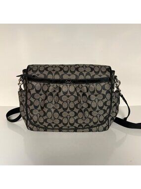 Coach Signature Messenger Diaper Utility Laptop Bag Black Gray Canvas B1276